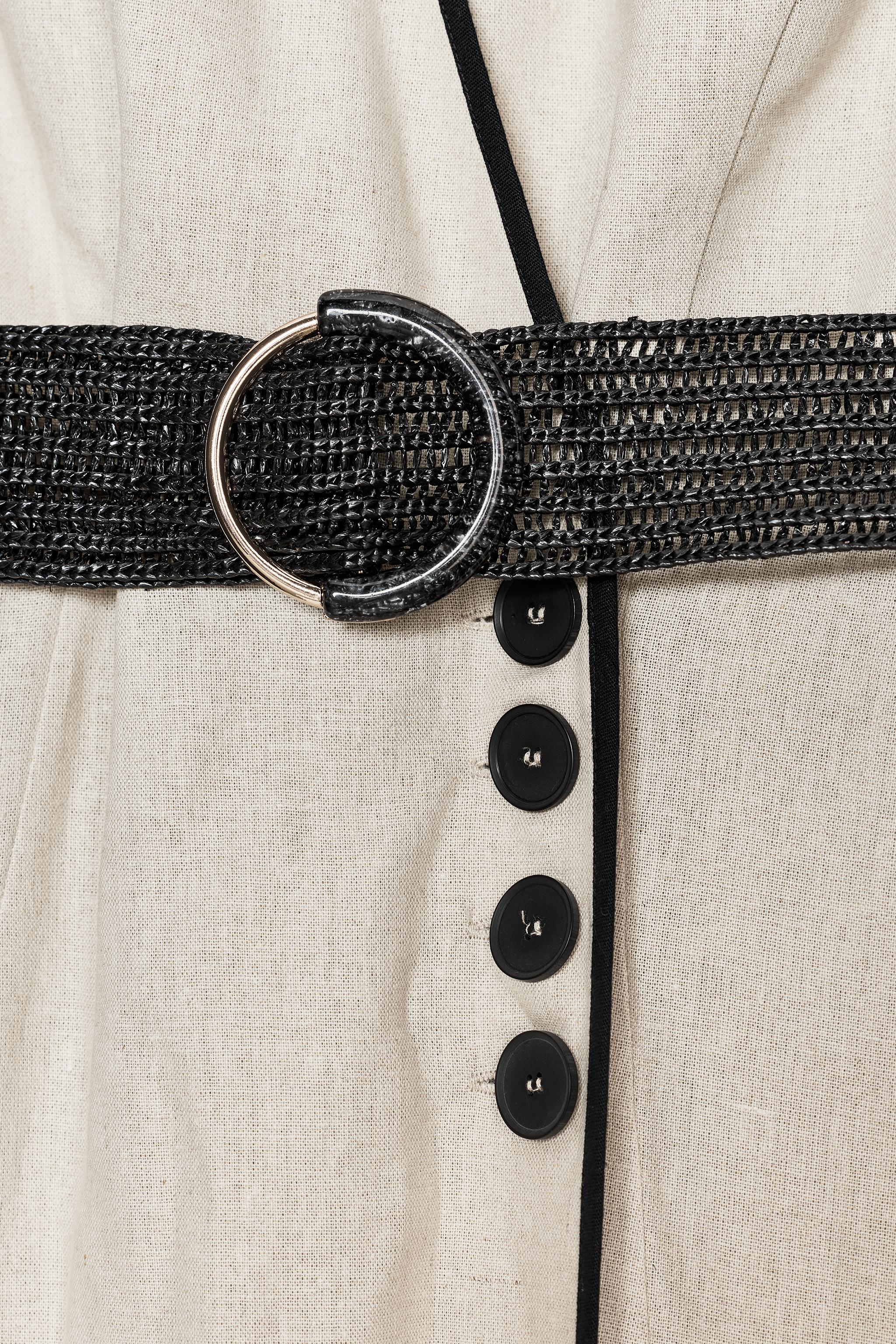 LINEN BELTED MIDI DRESS